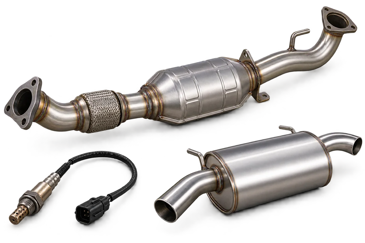 Catalizador completo, sensor de oxígeno y silenciador.