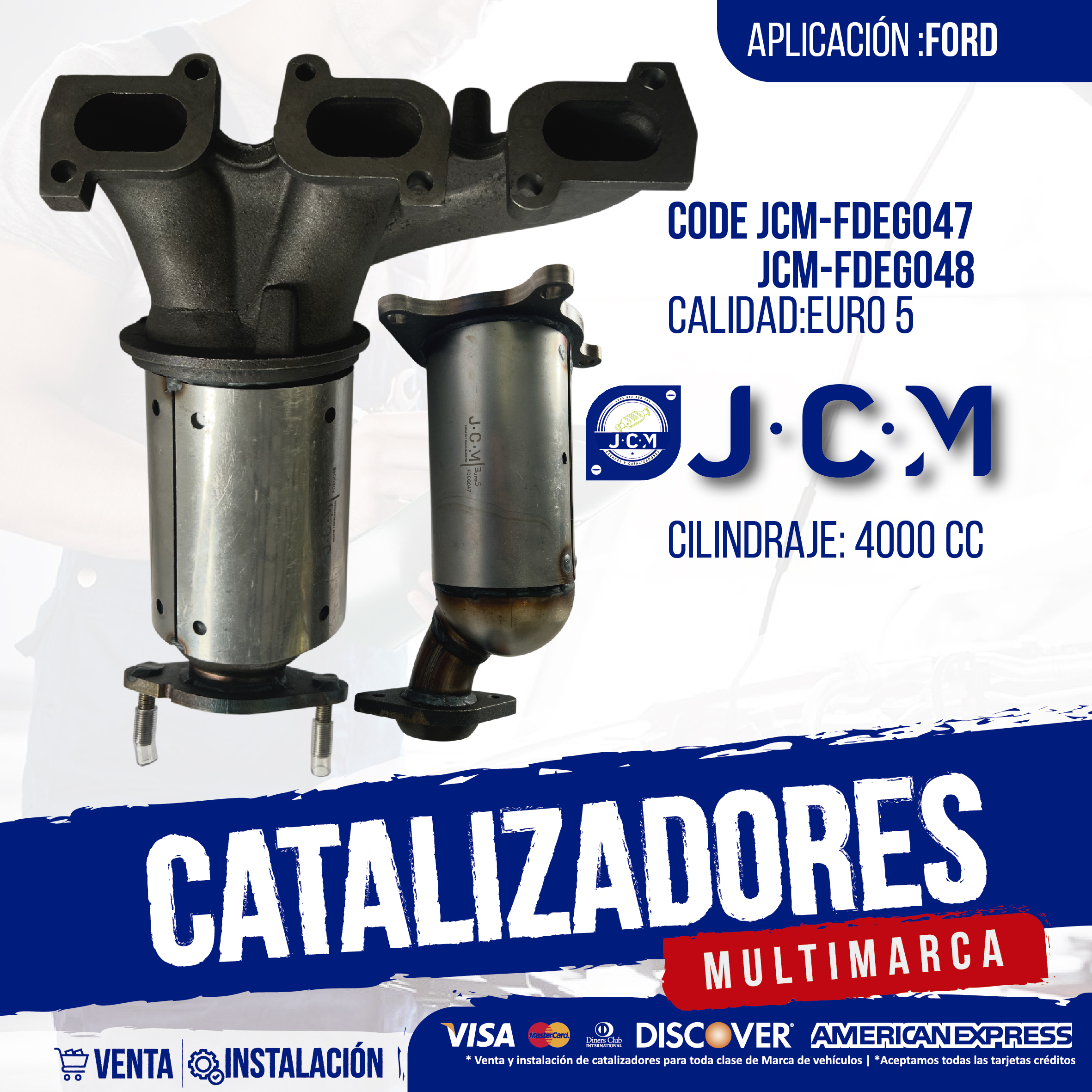 Catalizador JCM FDEG048 Euro 5 para Ford 4000 cc